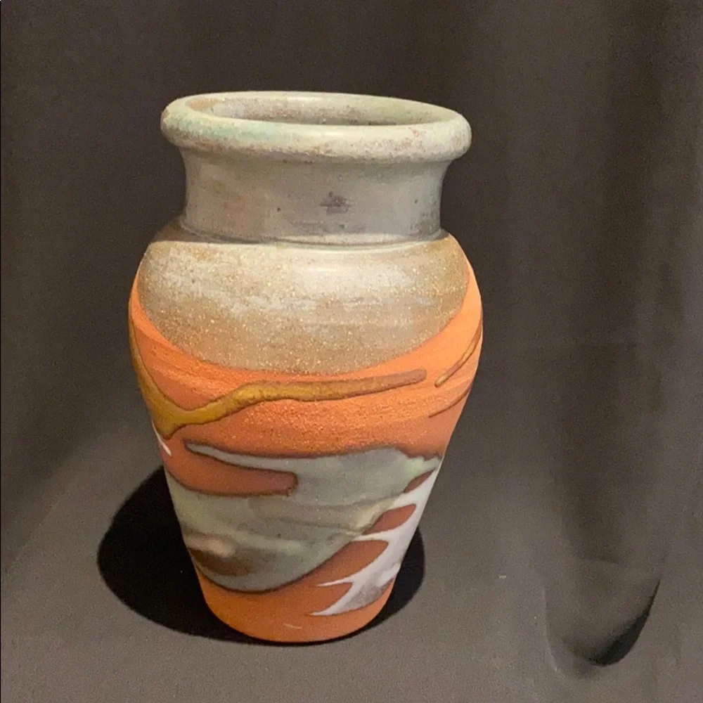 Small Signed Pottery Flower Vase